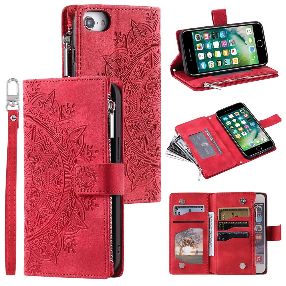 iPhone 7/8/SE Wallet/Purse Mandala Red