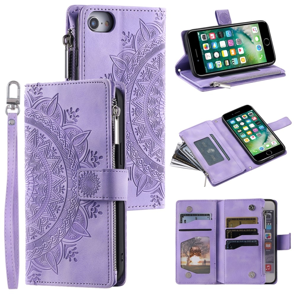 iPhone 7/8/SE Wallet/Purse Mandala Purple
