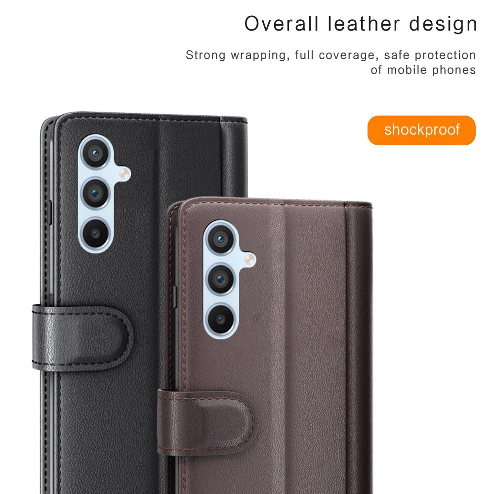 Samsung Galaxy A54 Genuine Leather Wallet Case Brown