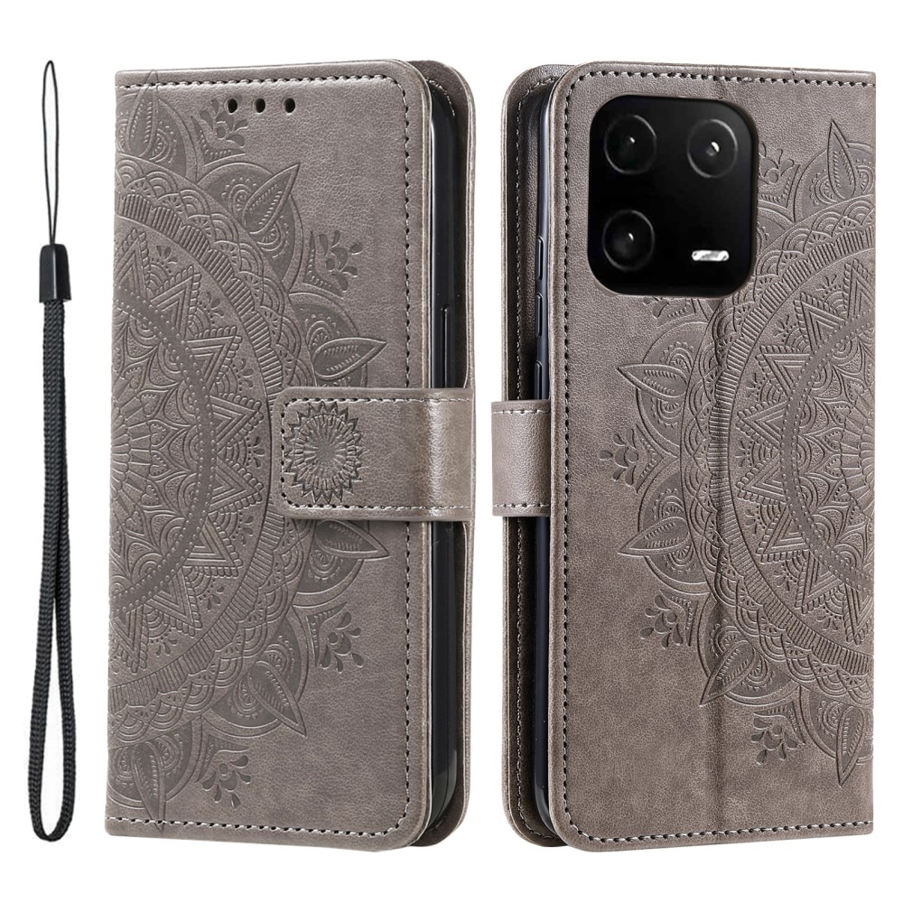 Xiaomi 13 Pro Leather Cover Mandala Grey