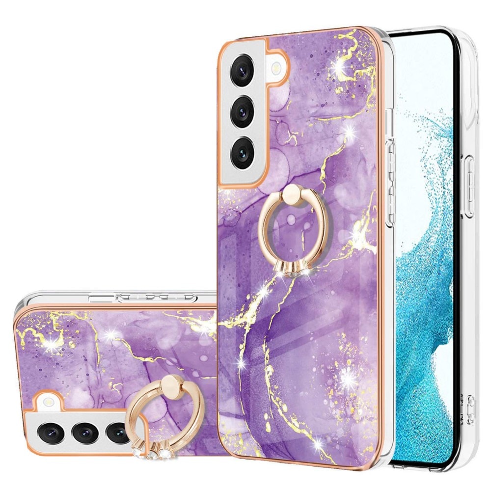 Samsung Galaxy S23 Finger Ring Kickstand Case Purple Marble
