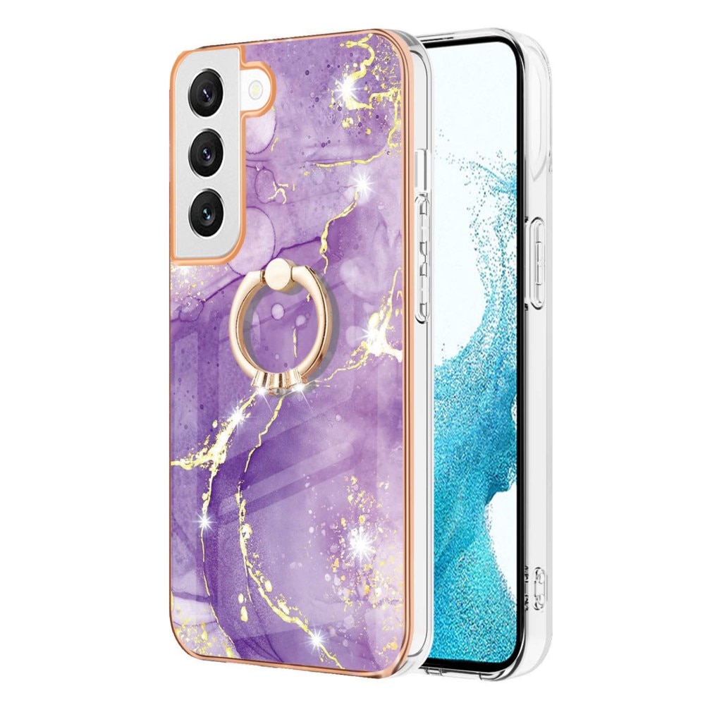 Samsung Galaxy S23 Finger Ring Kickstand Case Purple Marble