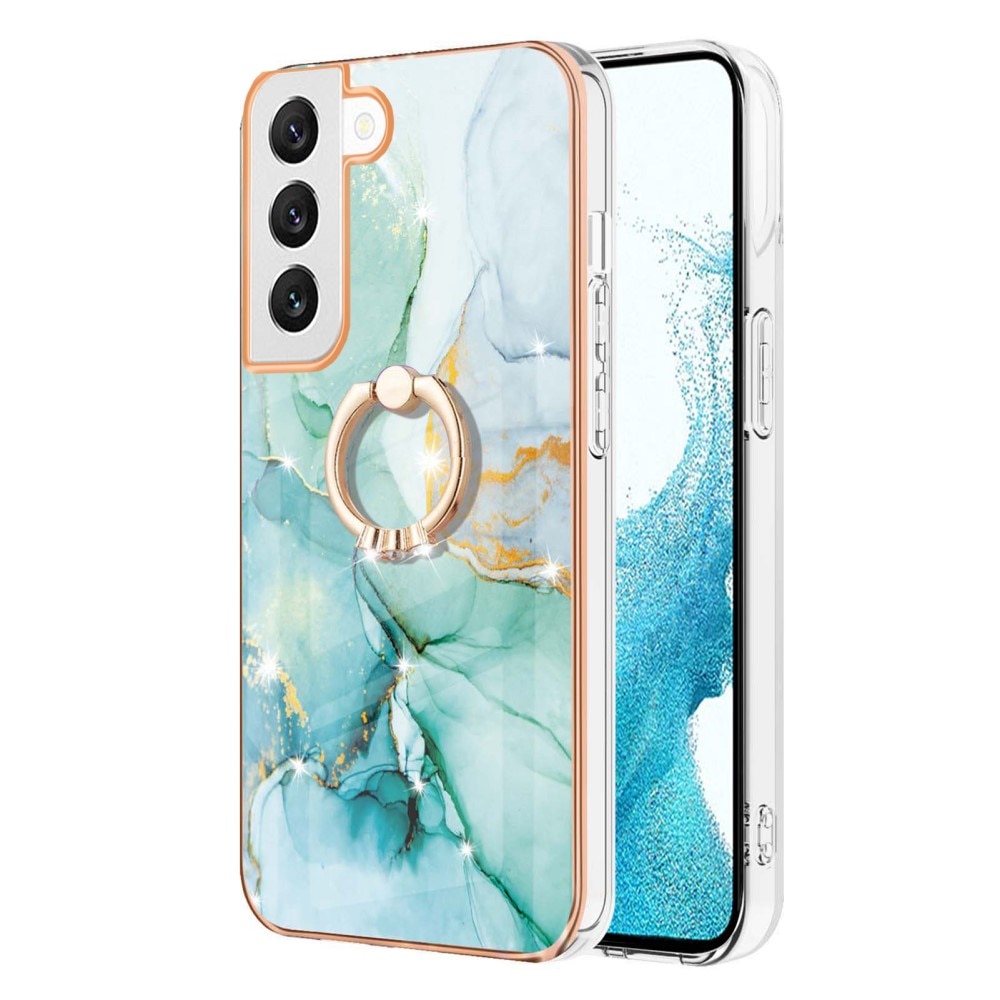 Samsung Galaxy S23 Finger Ring Kickstand Case Green Marble