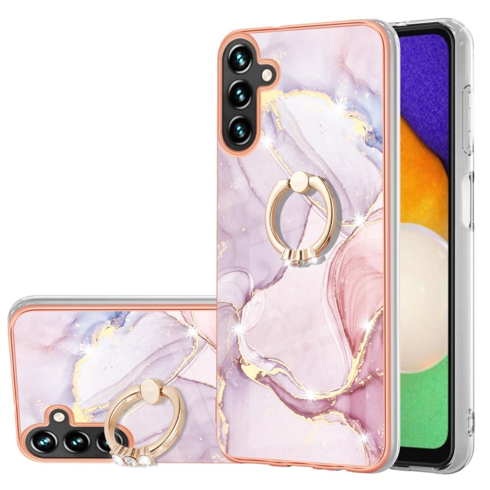 Samsung Galaxy A34 Finger Ring Kickstand Case Pink Marble