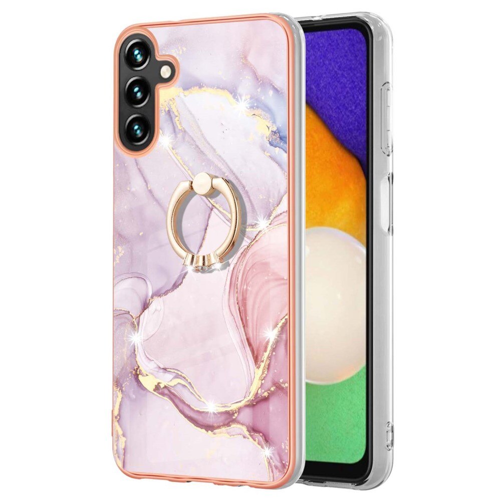 Samsung Galaxy A34 Finger Ring Kickstand Case Pink Marble