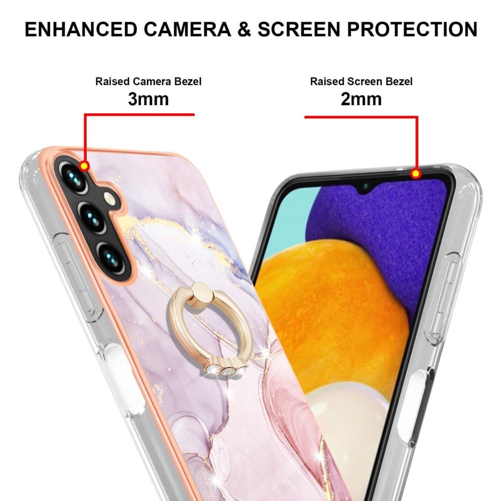 Samsung Galaxy A34 Finger Ring Kickstand Case Pink Marble