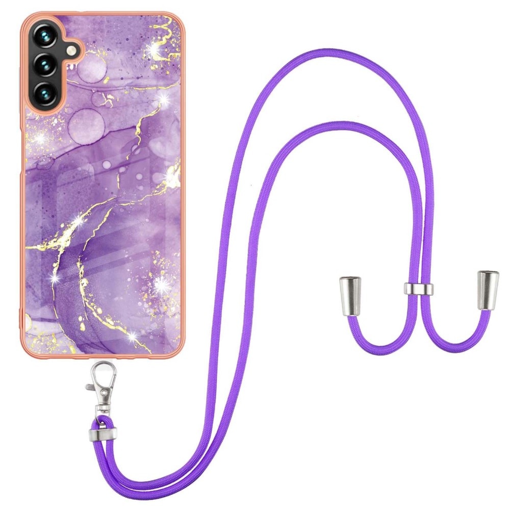 Samsung Galaxy A54 Cover Neck Strap Purple Marble