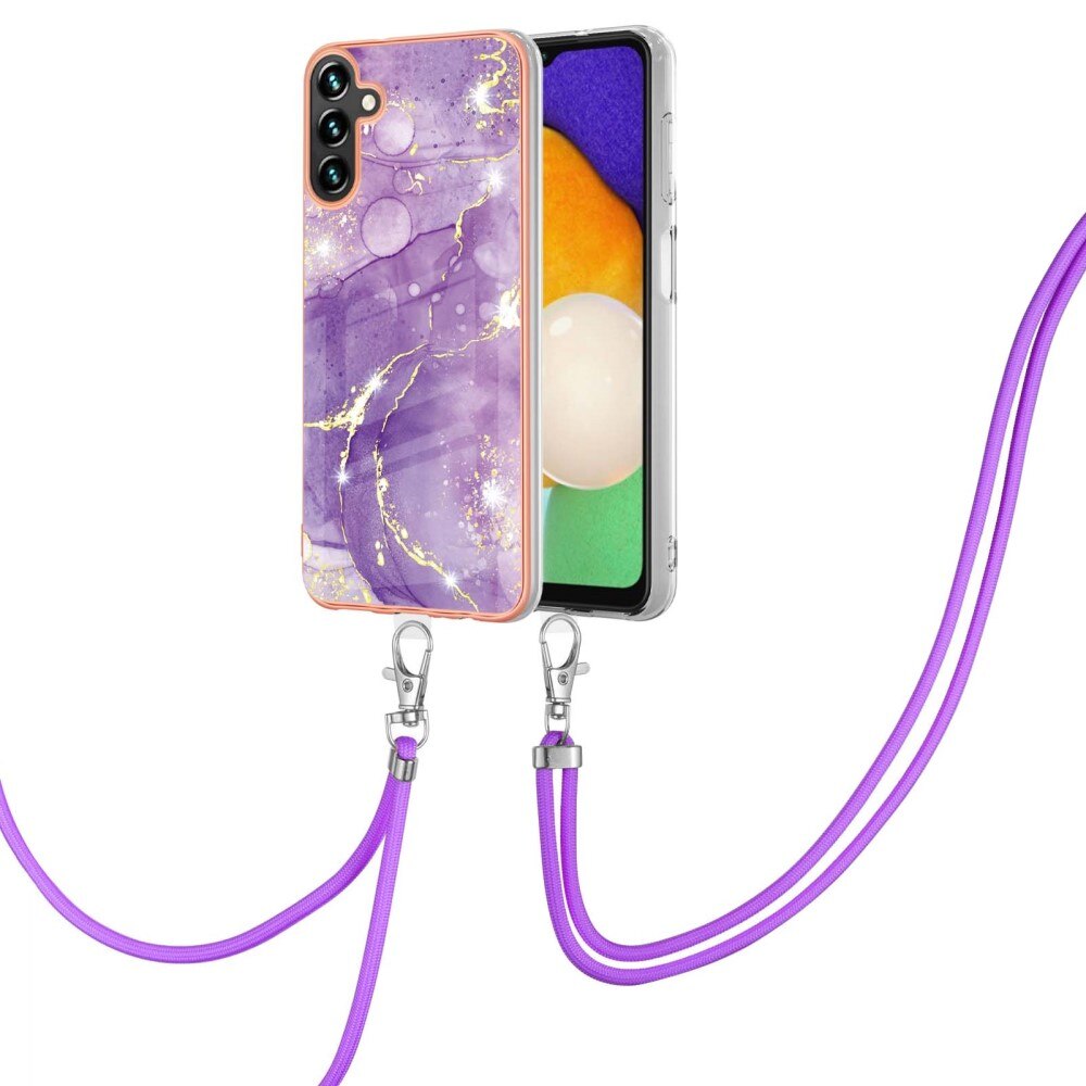 Samsung Galaxy A54 Cover Neck Strap Purple Marble