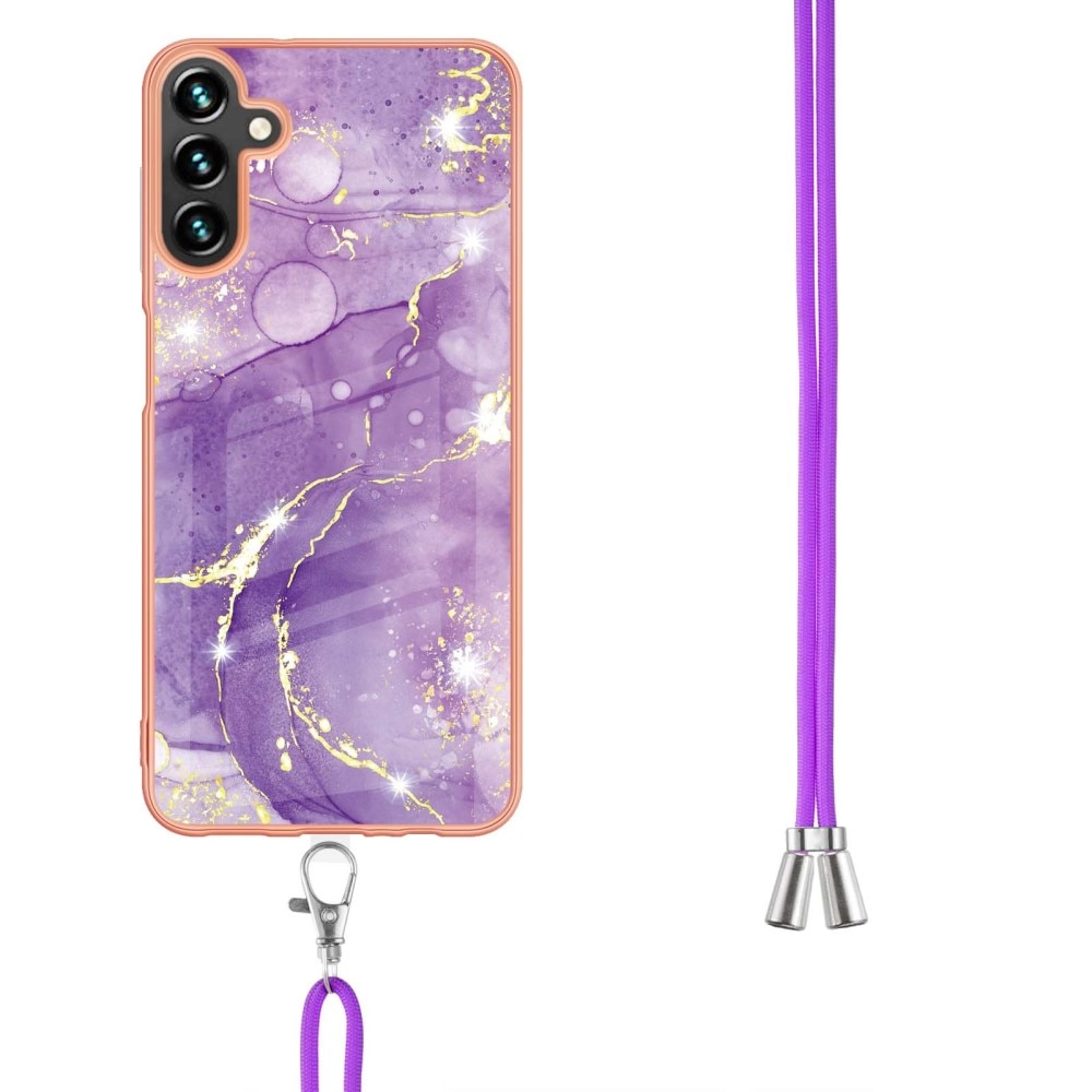 Samsung Galaxy A54 Cover Neck Strap Purple Marble