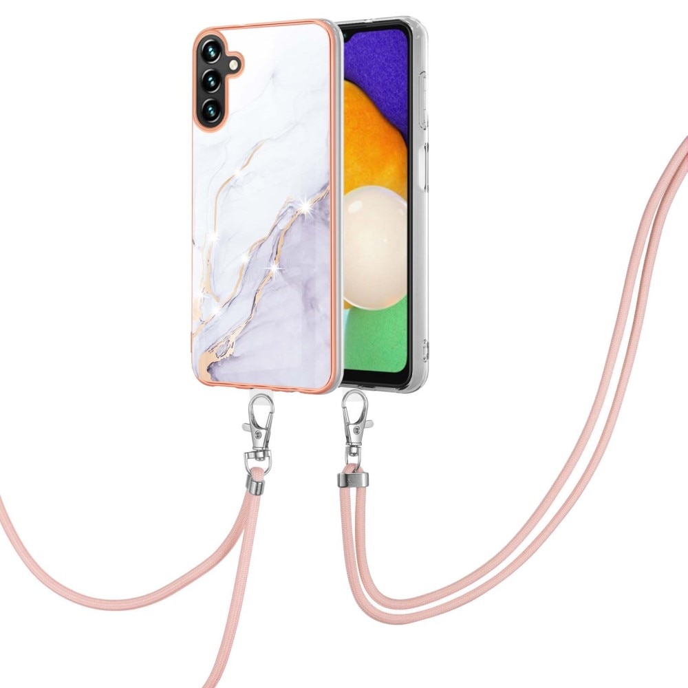 Samsung Galaxy A54 Cover Neck Strap White Marble