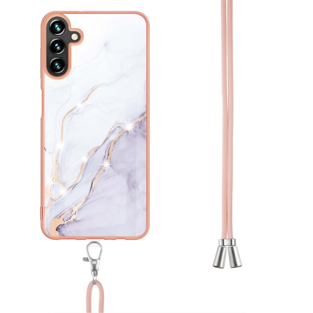 Samsung Galaxy A54 Cover Neck Strap White Marble