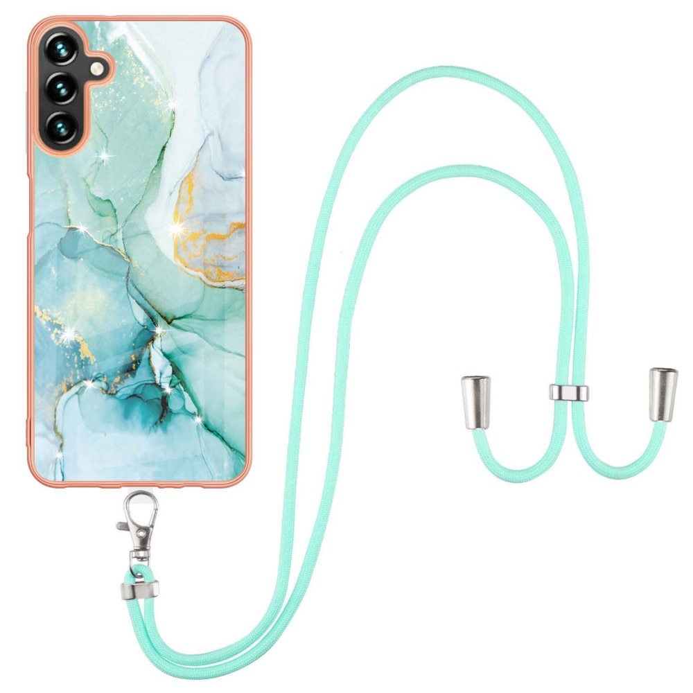 Samsung Galaxy A54 Cover Neck Strap Green Marble