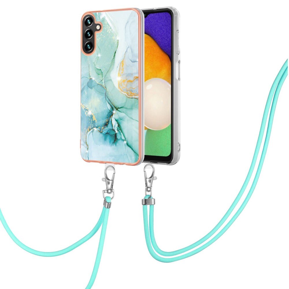 Samsung Galaxy A54 Cover Neck Strap Green Marble
