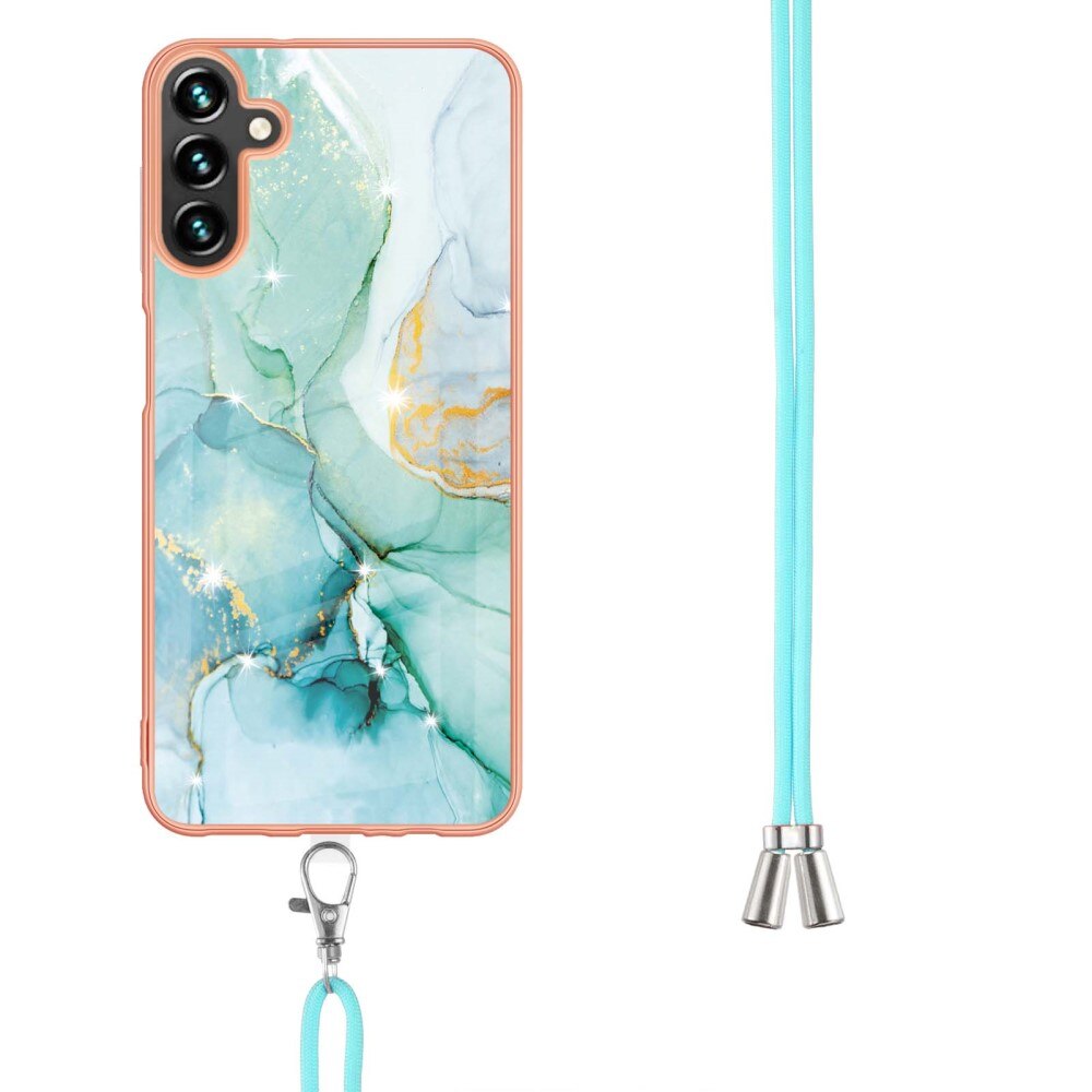 Samsung Galaxy A54 Cover Neck Strap Green Marble