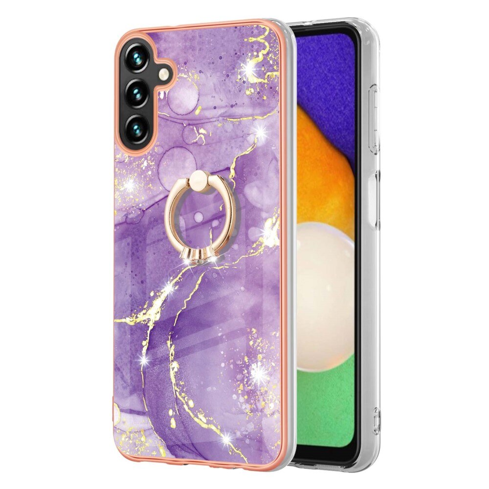 Samsung Galaxy A54 Finger Ring Kickstand Case Purple Marble