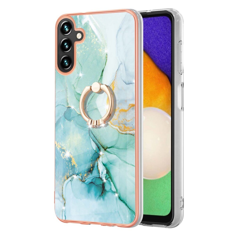 Samsung Galaxy A54 Finger Ring Kickstand Case Green Marble