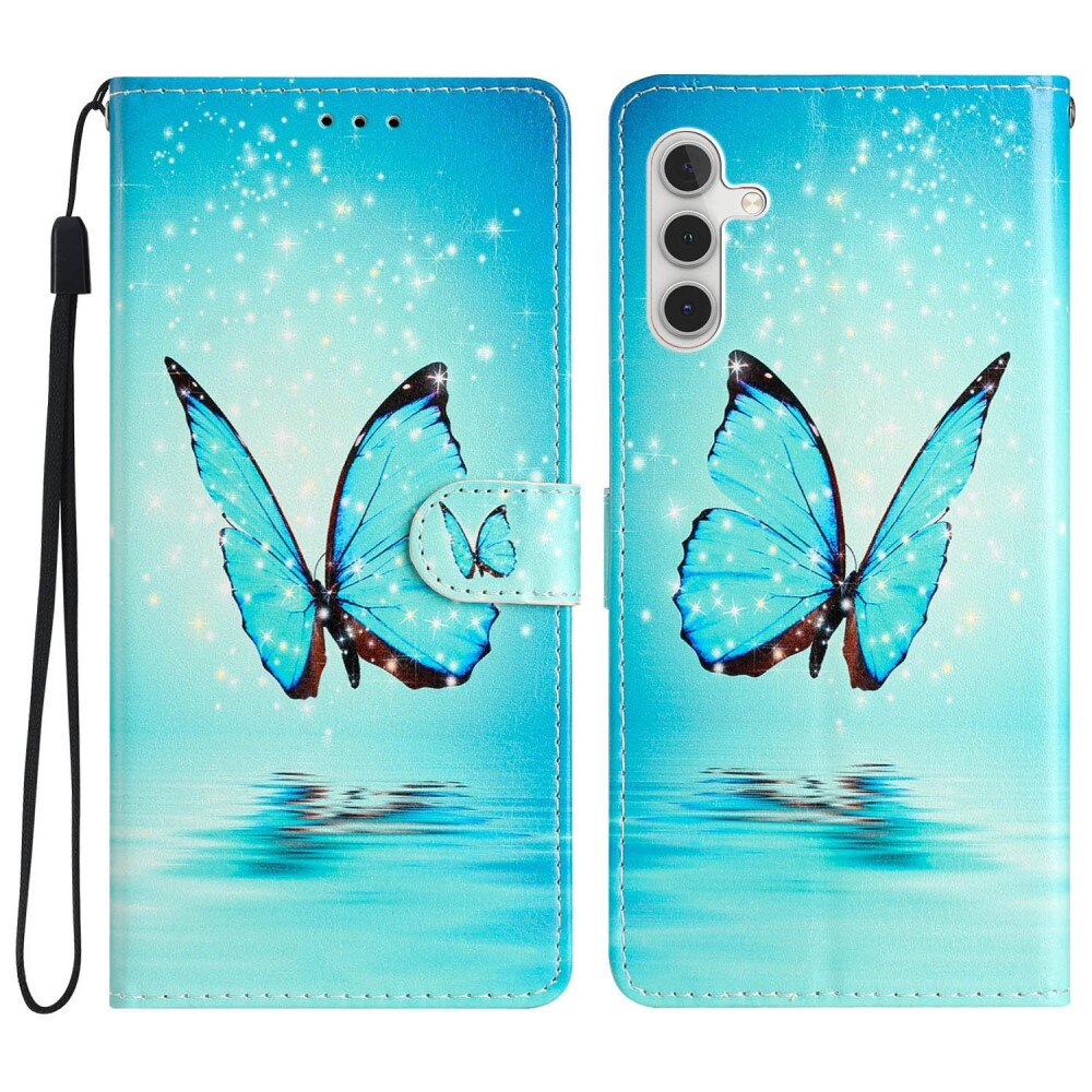 Samsung Galaxy A54 Wallet Book Cover Blue Butterflies