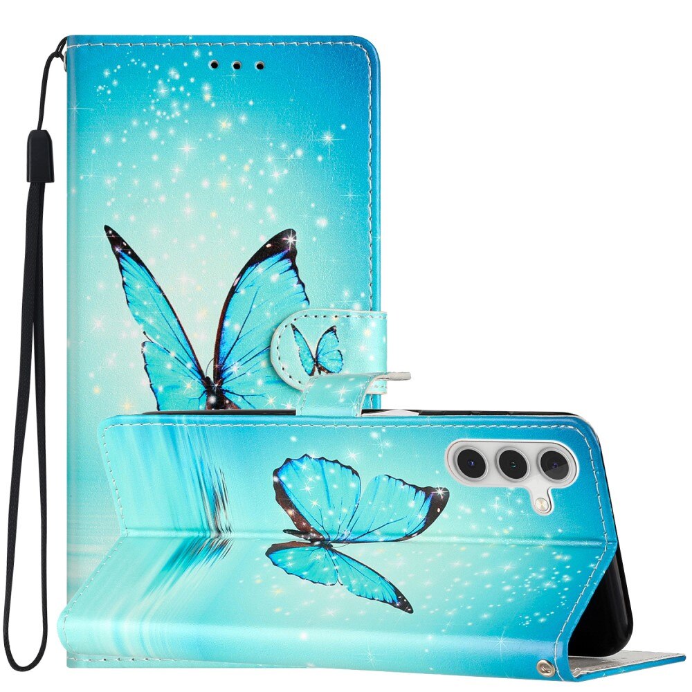 Samsung Galaxy A54 Wallet Book Cover Blue Butterflies