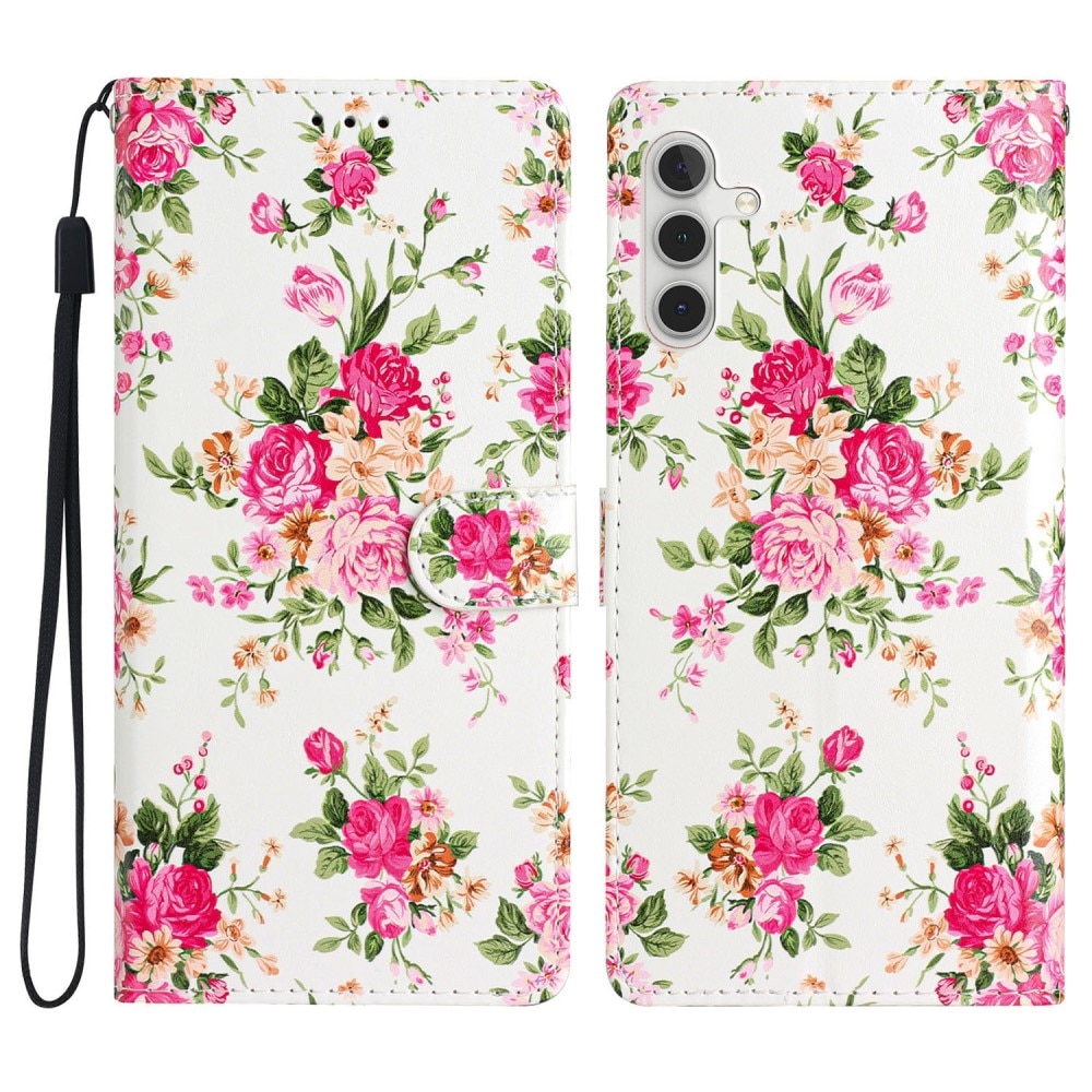 Samsung Galaxy A54 Wallet Book Cover Pink Flowers