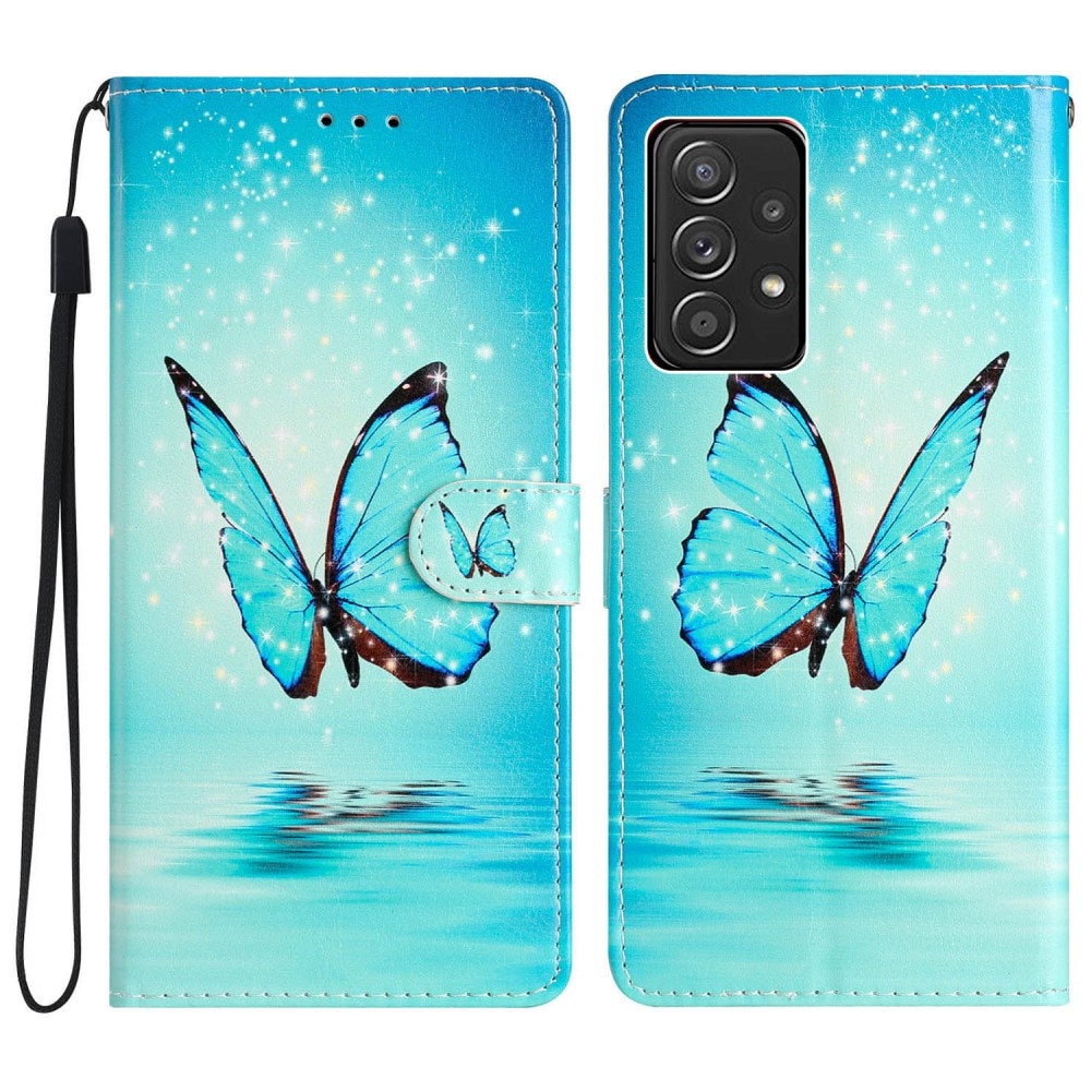 Samsung Galaxy A53 Wallet Book Cover Blue Butterflies