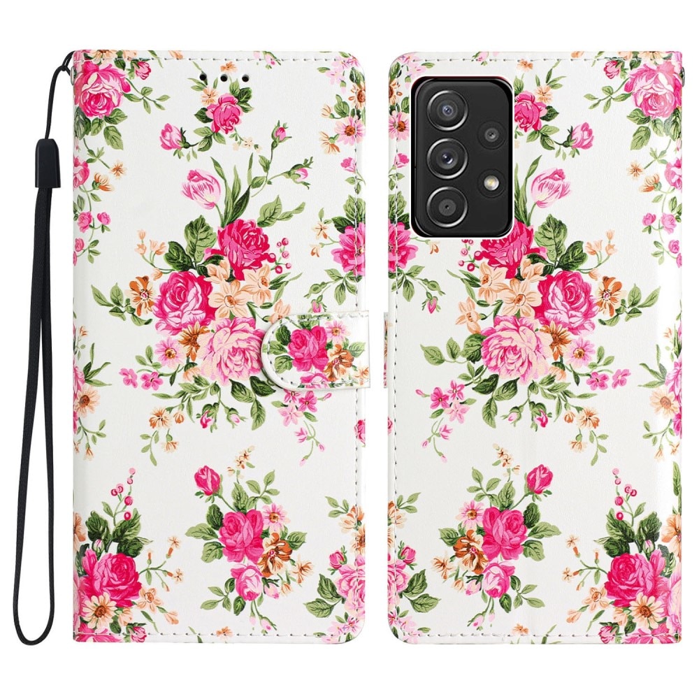 Samsung Galaxy A53 Wallet Book Cover Pink Flowers