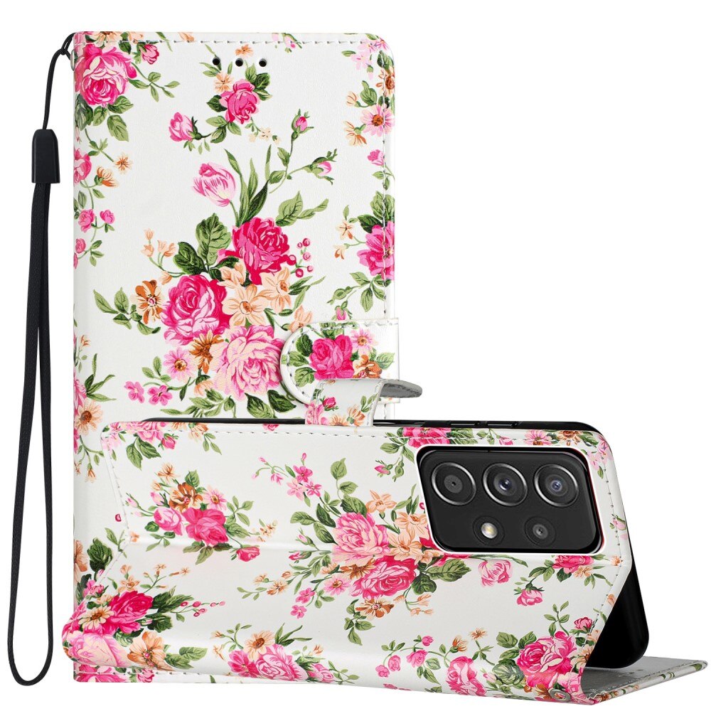 Samsung Galaxy A53 Wallet Book Cover Pink Flowers