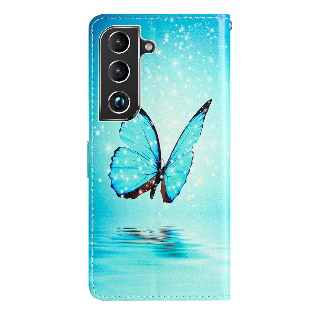 Samsung Galaxy S22 Wallet Book Cover Blue Butterflies