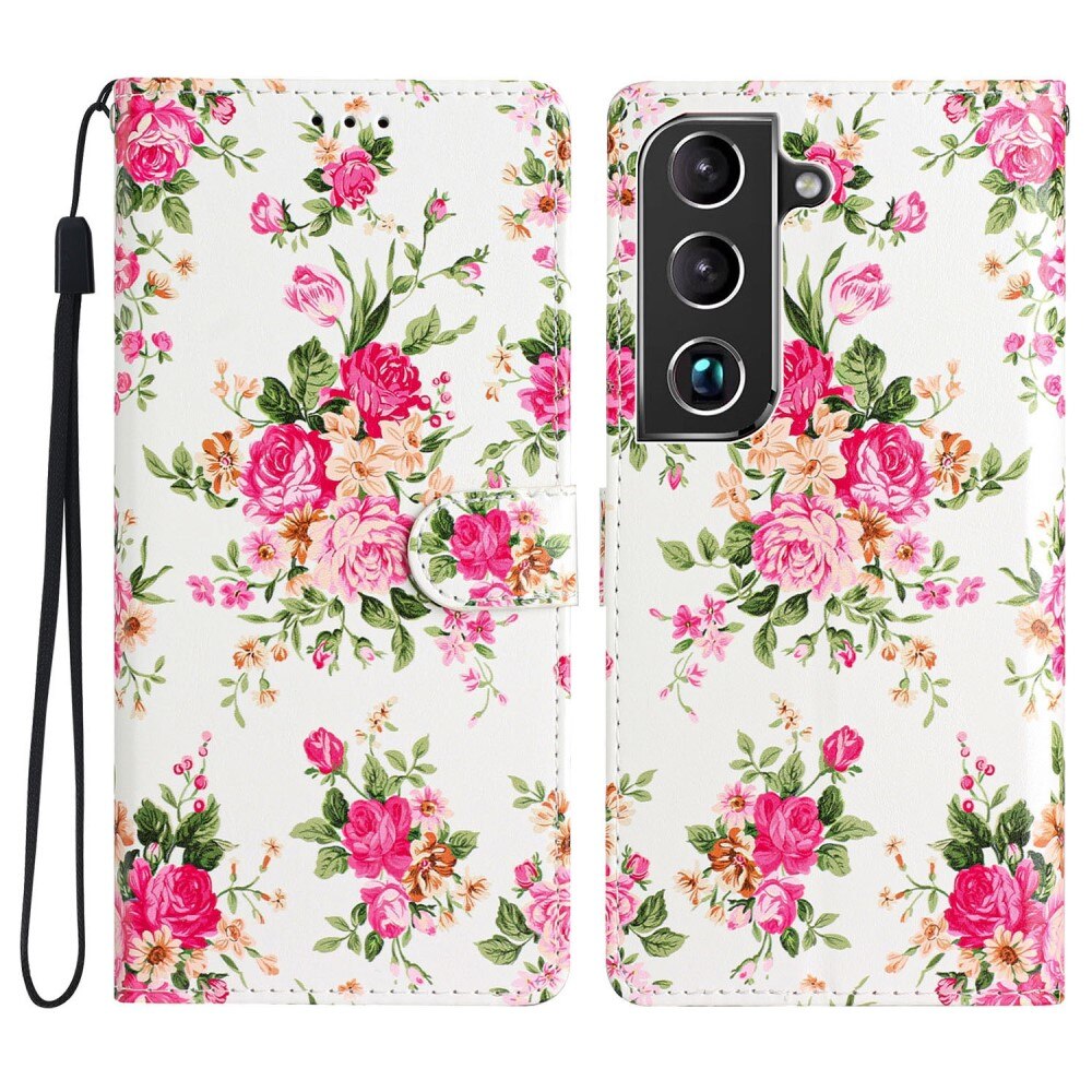 Samsung Galaxy S22 Wallet Book Cover Pink Flowers