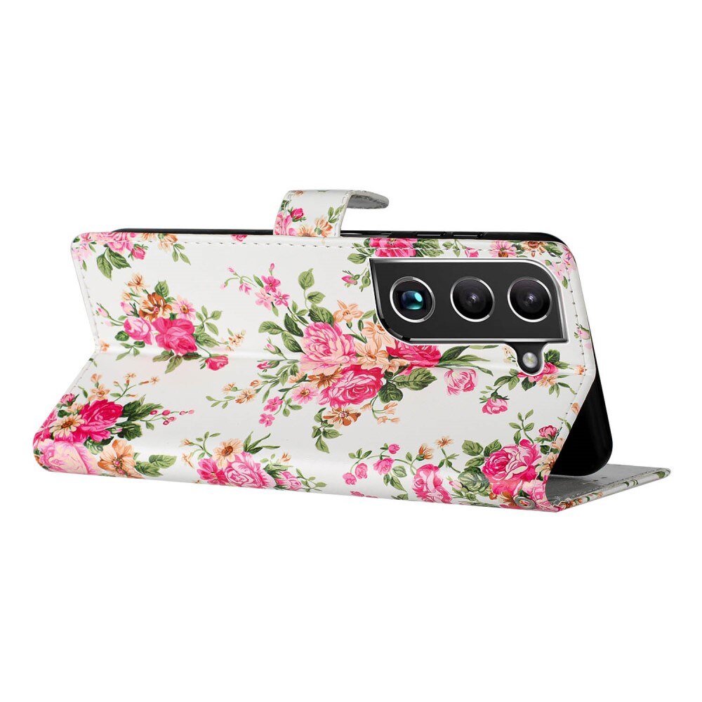 Samsung Galaxy S22 Wallet Book Cover Pink Flowers