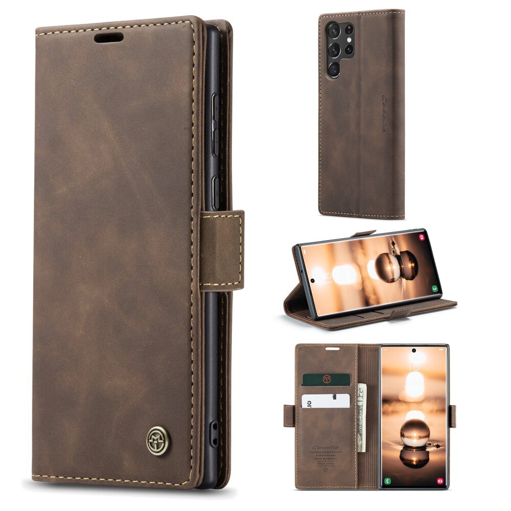 Samsung Galaxy S23 Ultra Slim Wallet Case Brown