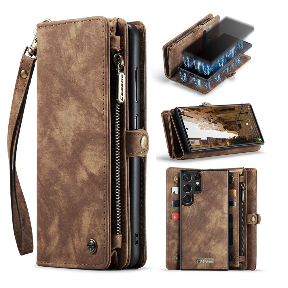 Samsung Galaxy S23 Ultra Multi-slot Wallet Case Brown