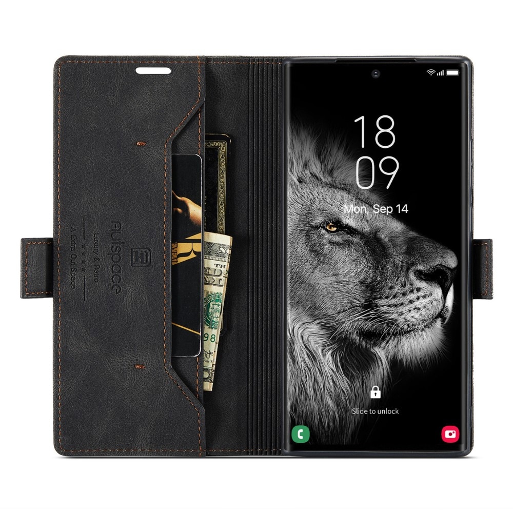 Samsung Galaxy S23 Ultra RFID blocking Wallet Case Black