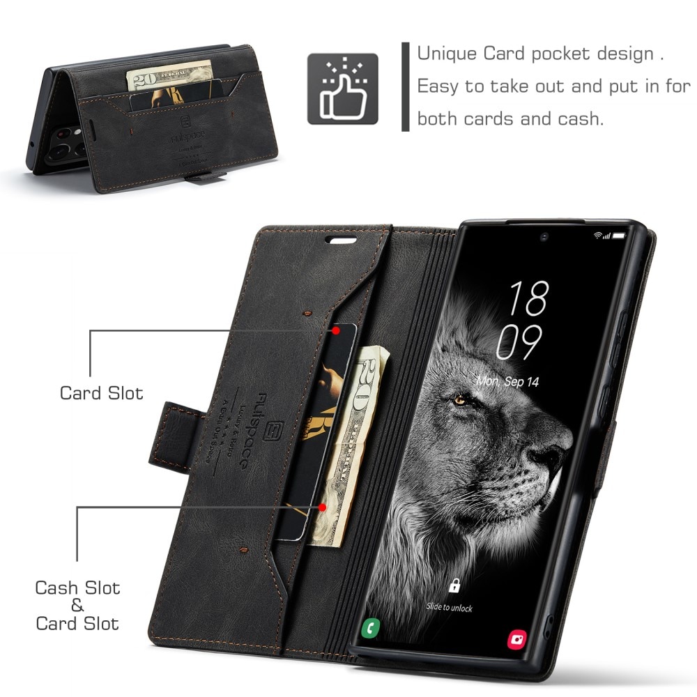 Samsung Galaxy S23 Ultra RFID blocking Wallet Case Black