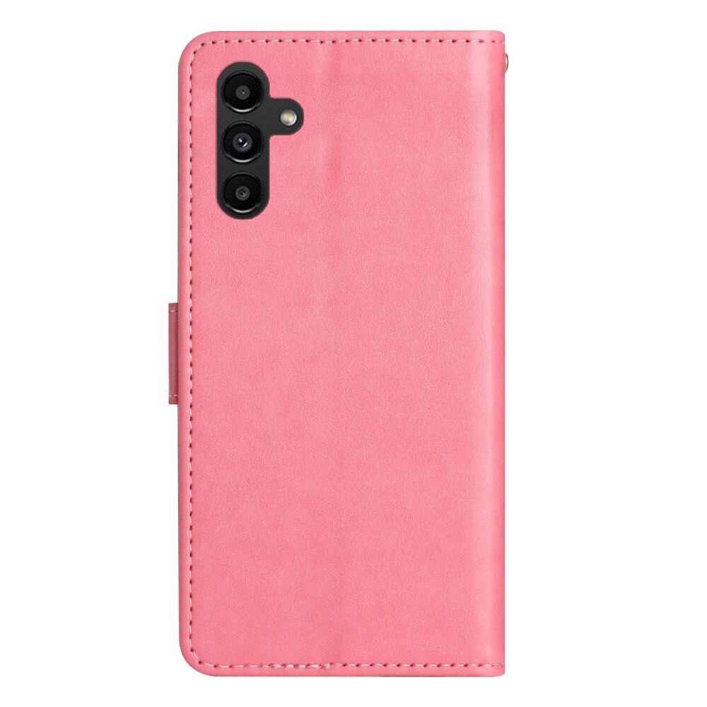 Samsung Galaxy A54 Leather Cover Imprinted Butterflies Pink