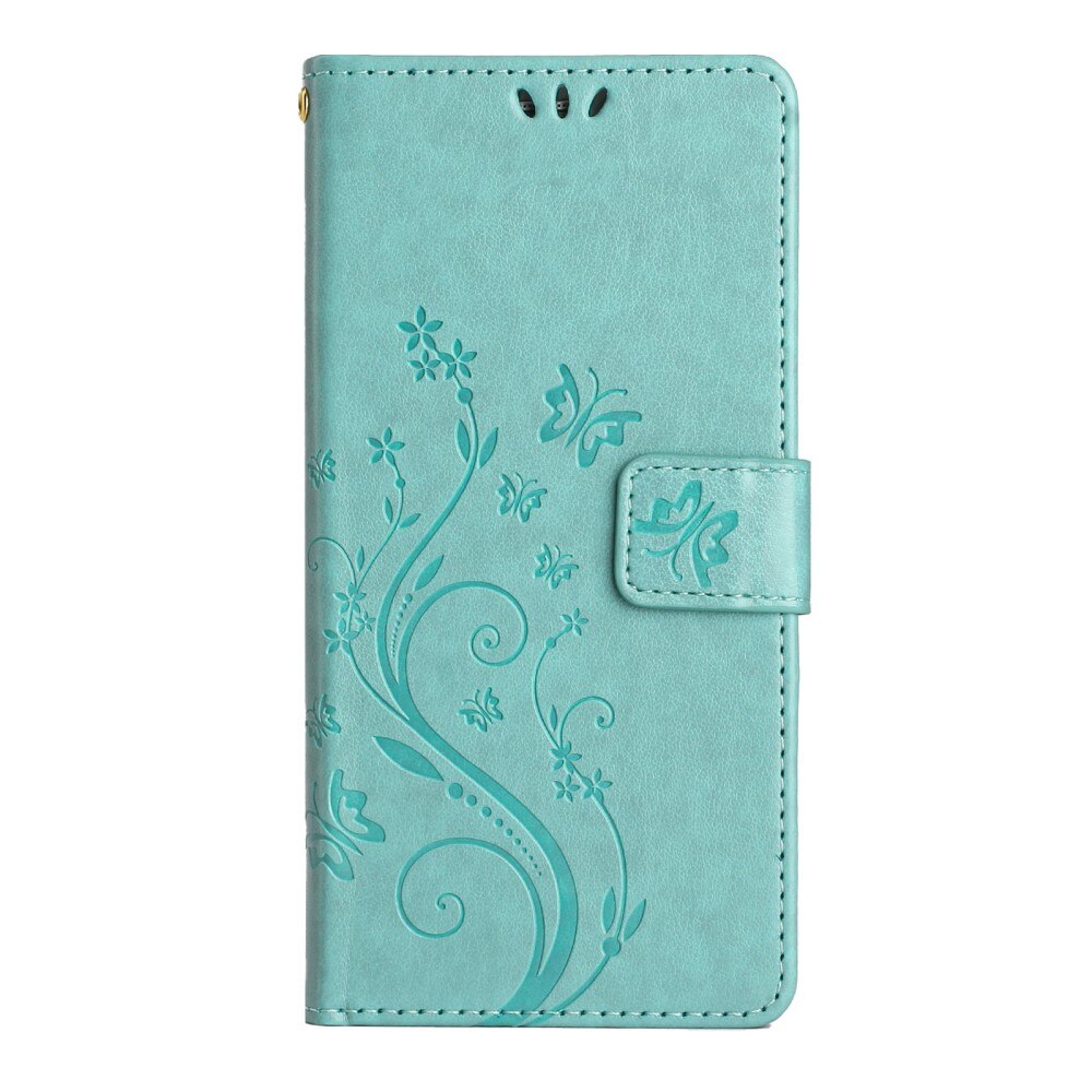 Samsung Galaxy A54 Leather Cover Imprinted Butterflies Green