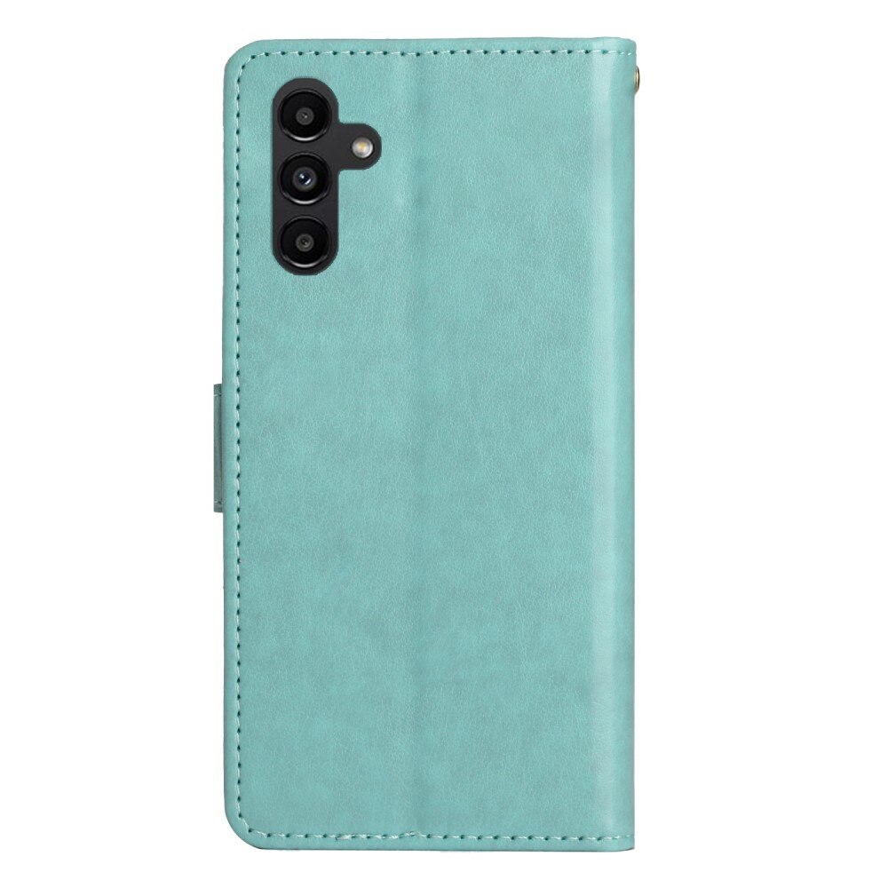 Samsung Galaxy A54 Leather Cover Imprinted Butterflies Green