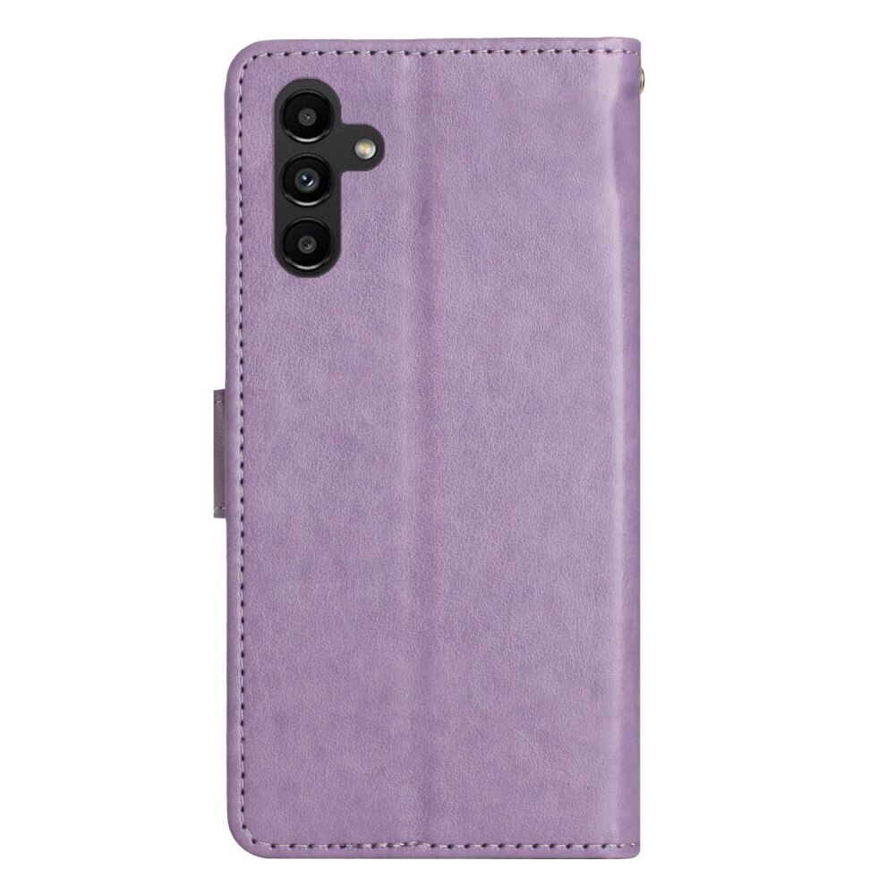 Samsung Galaxy A54 Leather Cover Imprinted Butterflies Purple