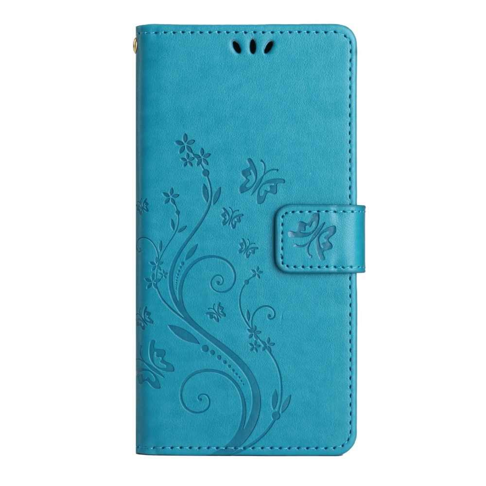 Samsung Galaxy A54 Leather Cover Imprinted Butterflies Blue