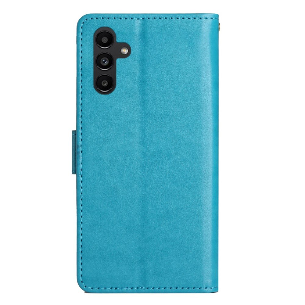 Samsung Galaxy A54 Leather Cover Imprinted Butterflies Blue