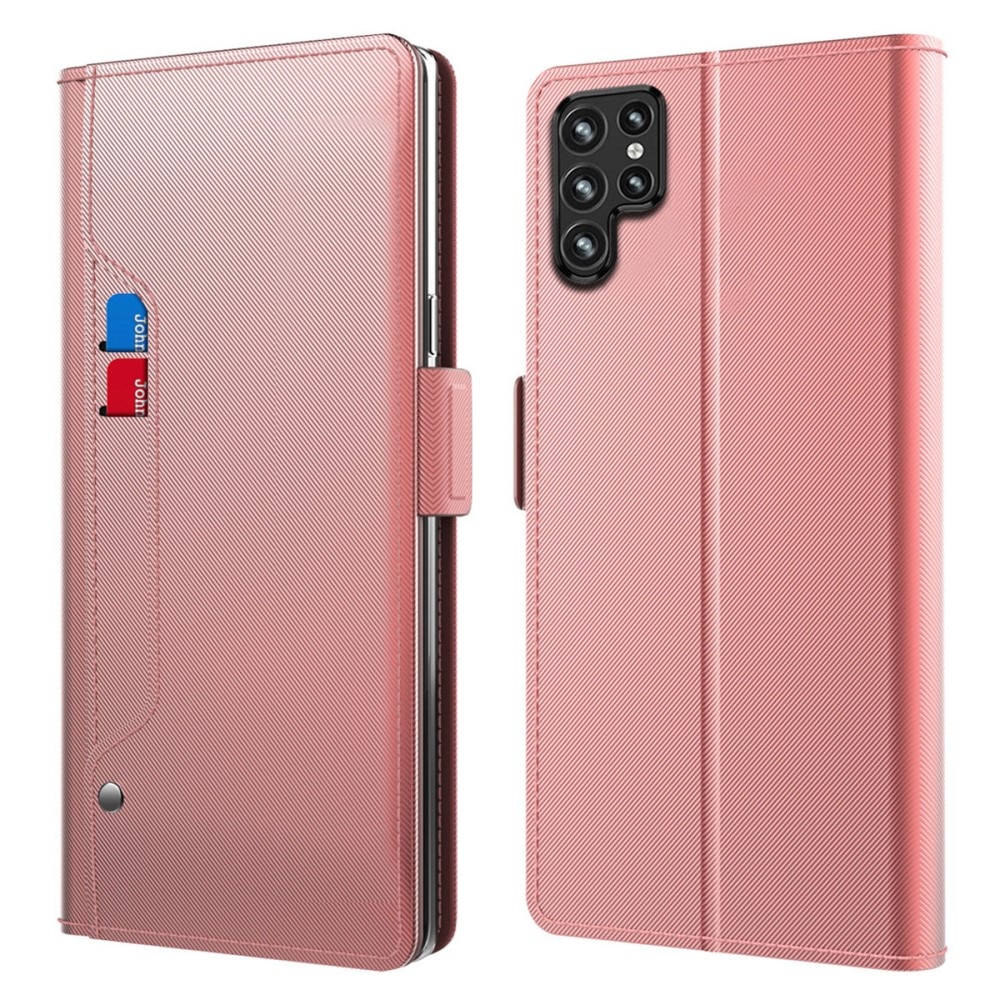 Samsung Galaxy S23 Ultra Wallet Case Mirror Pink Gold