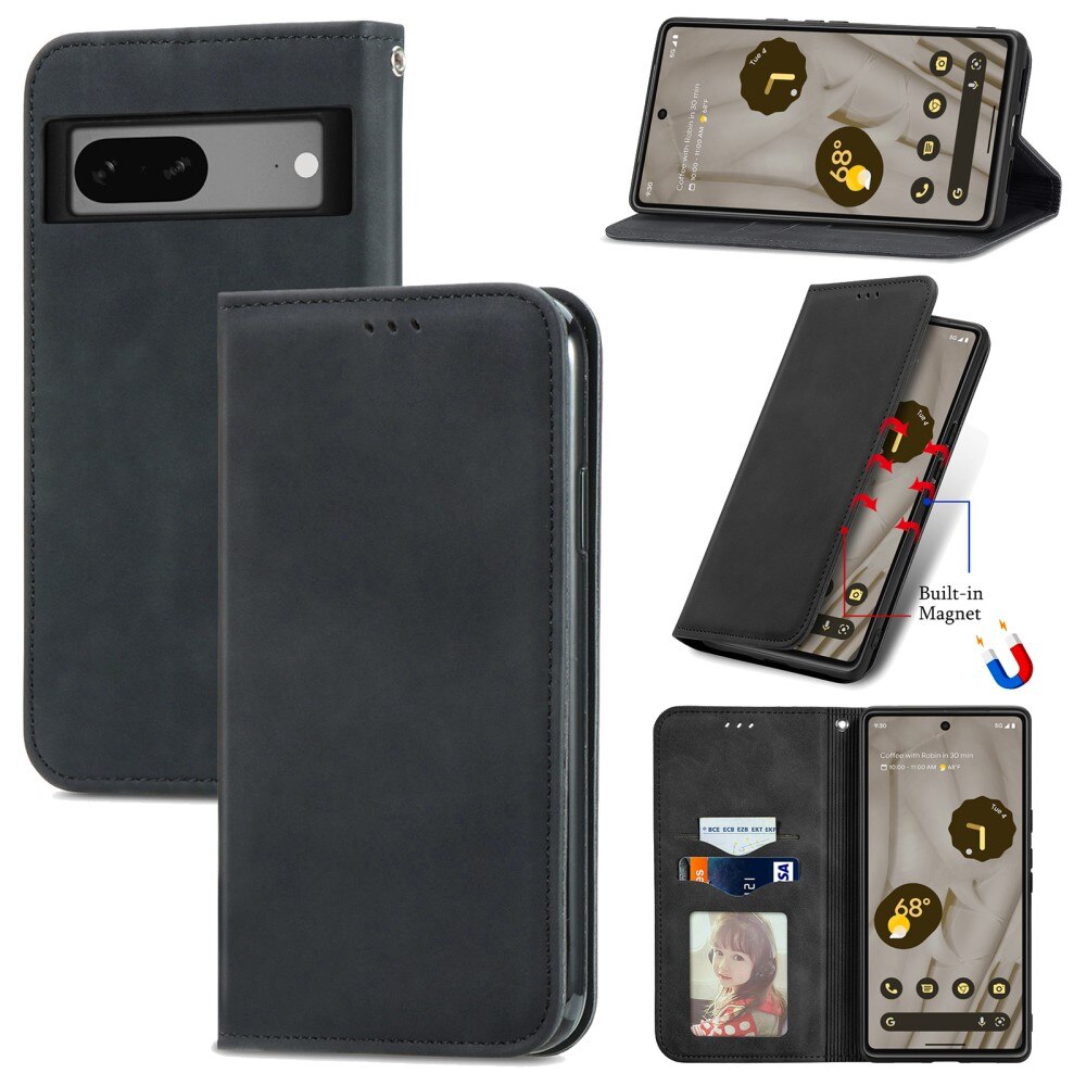 Google Pixel 7a Slim Wallet Case Black