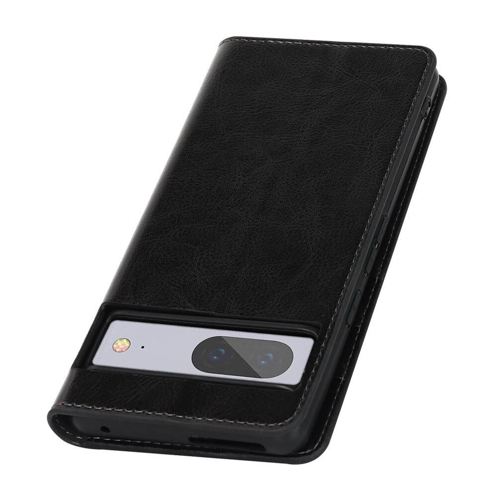 Google Pixel 7a Genuine Leather Wallet Case Black