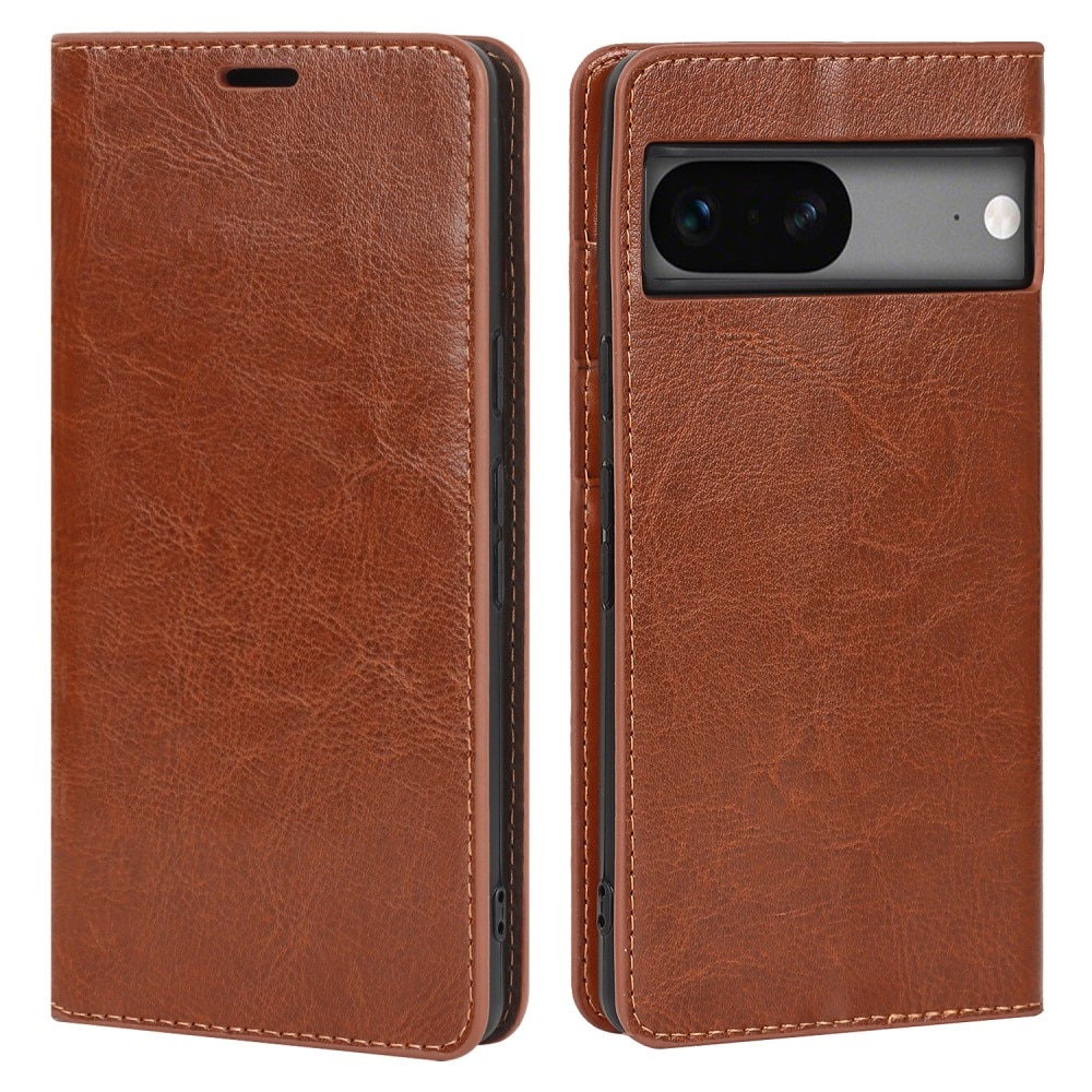 Google Pixel 7a Genuine Leather Wallet Case Brown