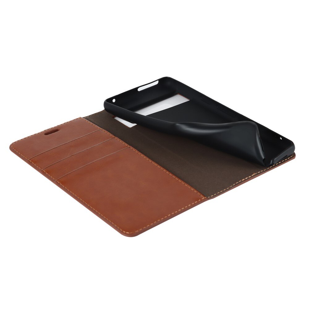 Google Pixel 7a Genuine Leather Wallet Case Brown