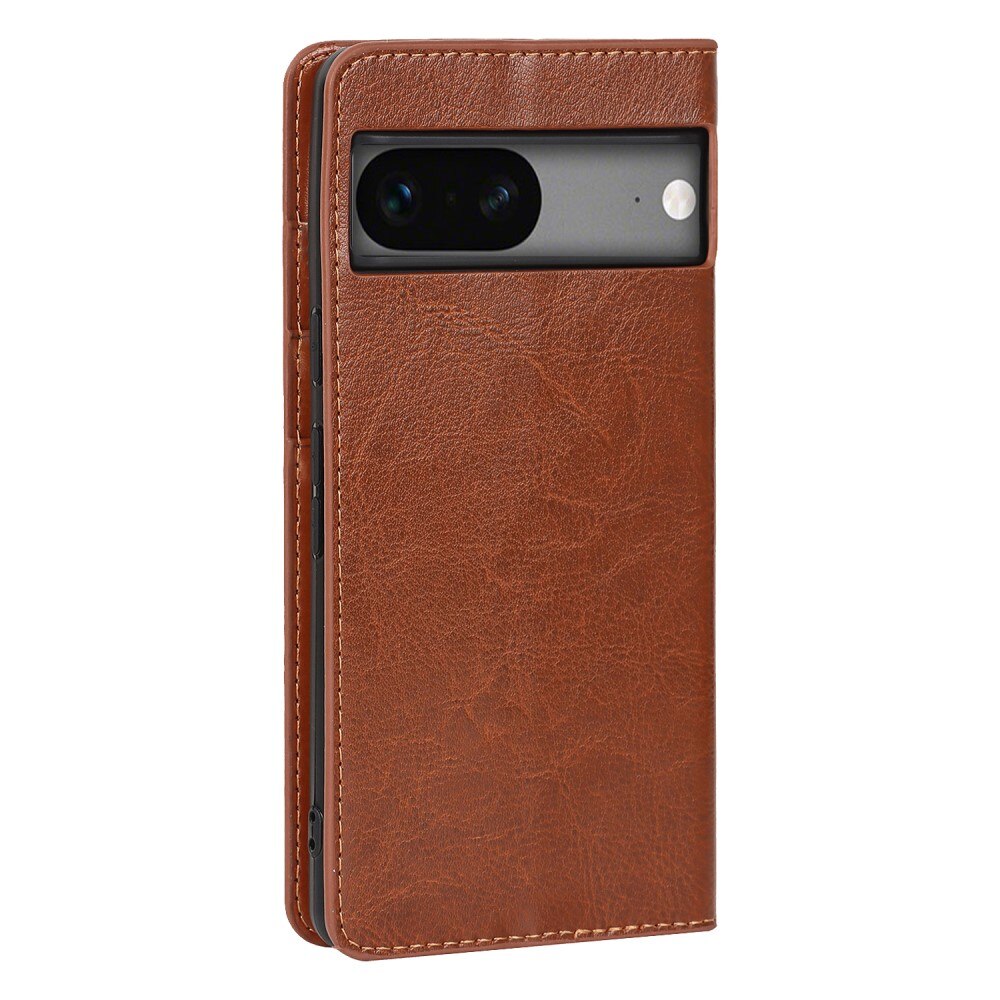 Google Pixel 7a Genuine Leather Wallet Case Brown