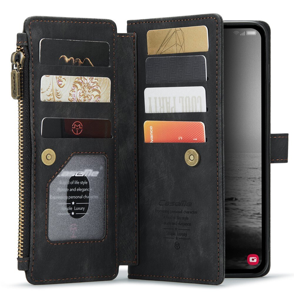 Samsung Galaxy A34 Zipper Wallet Book Cover Black