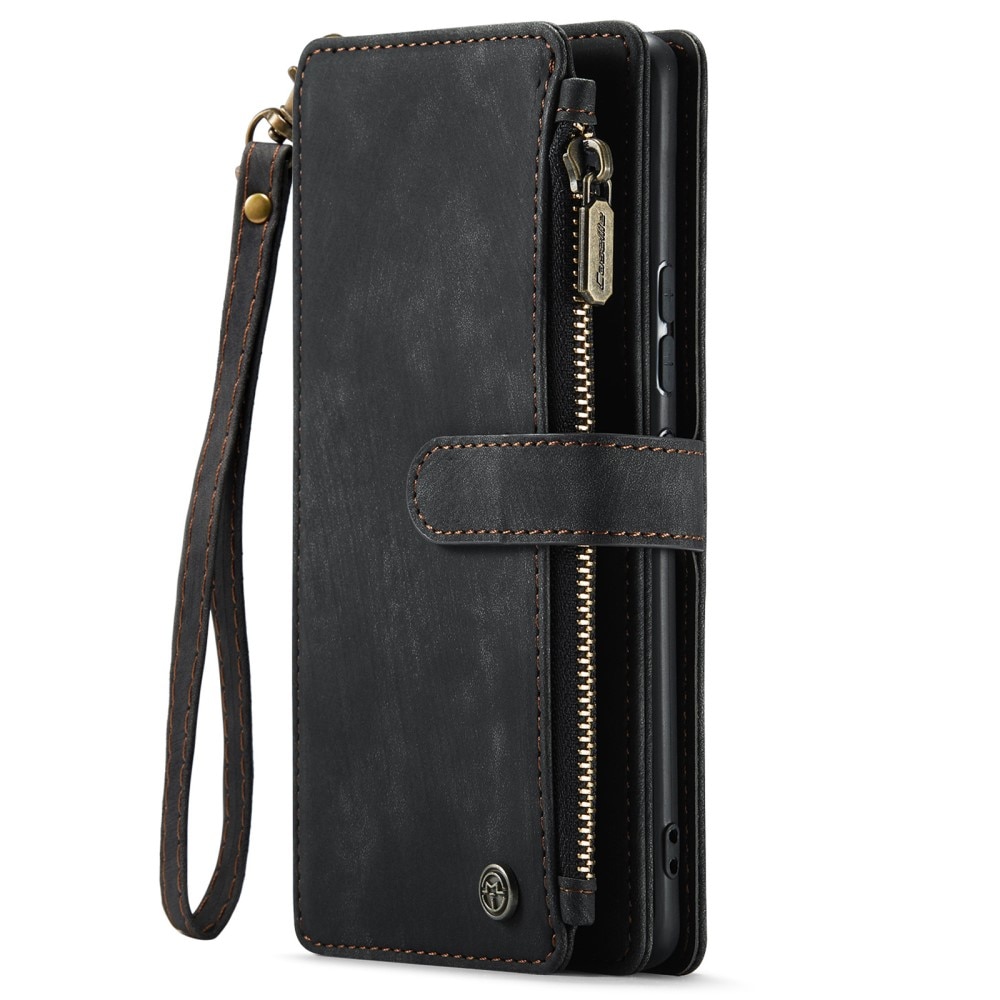 Samsung Galaxy A55 Zipper Wallet Book Cover Black