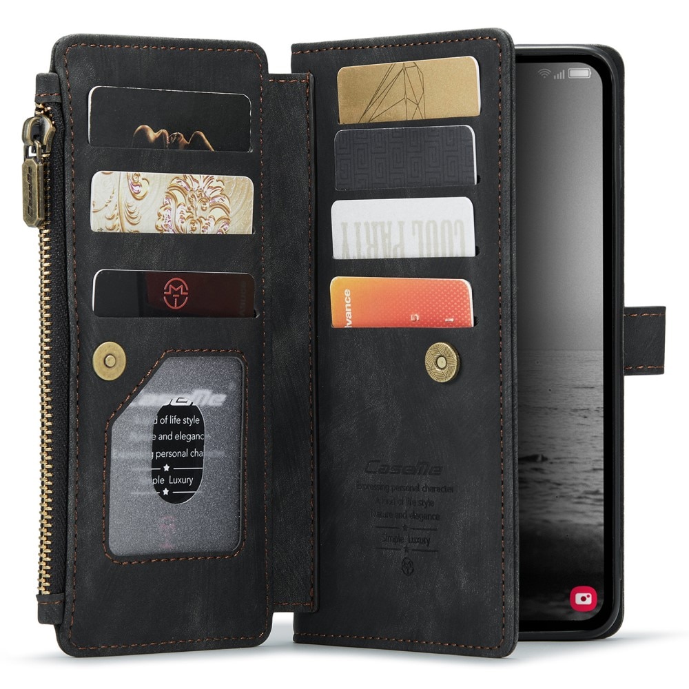 Samsung Galaxy A55 Zipper Wallet Book Cover Black