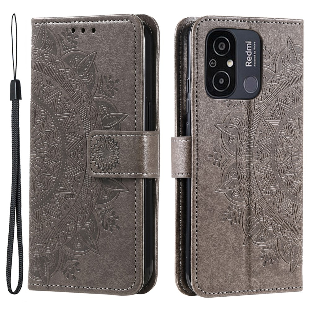 Xiaomi Redmi 12C Leather Cover Mandala Grey