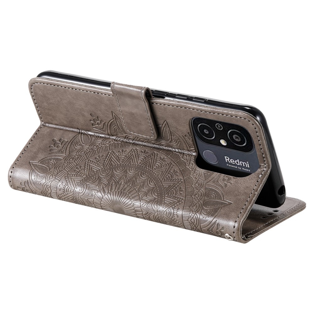 Xiaomi Redmi 12C Leather Cover Mandala Grey